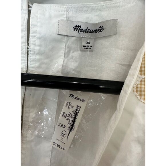 Madewell Annamarie Mini Girly Gauzy Poofy Cotton Dress White Floral NWT size 00 - Picture 3 of 7